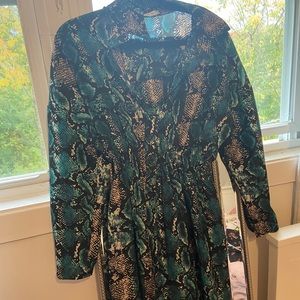 Emerald green snake print dress